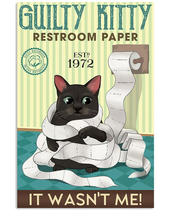 Cat Retro Metal Tin Signs Guilty Kitty Restroom Paper It Wasn't Me Metal Poster Bar Restaurant Cafe Home Art Wall Decoration Plaque  - Thegiftio