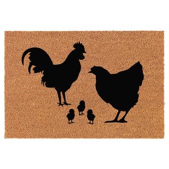 Chicken Family Coir Doormat Door Mat Housewarming Gift Newlywed Gift Wedding Gift New Home - Thegiftio UK