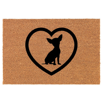 Chihuahua Heart Coir Doormat Door Mat Housewarming Gift Newlywed Gift Wedding Gift New Home - Thegiftio