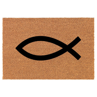 Christian Fish Symbol Coir Doormat Door Mat Housewarming Gift Newlywed Gift Wedding Gift New Home - Thegiftio UK