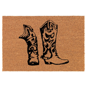 Cowboy Cowgirl Boots Funny Coir Doormat Door Mat Housewarming Gift Newlywed Gift Wedding Gift New Home - Thegiftio