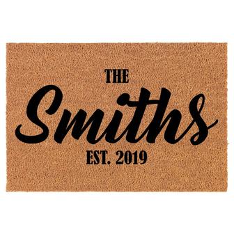 The Custom Name Est Family Name Personalized Coir Doormat Welcome Front Door Mat New Home Closing Housewarming Gift - Thegiftio
