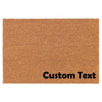 Custom Text Corner Personalized Coir Doormat Welcome Front Door Mat New Home Closing Housewarming Gift - Thegiftio