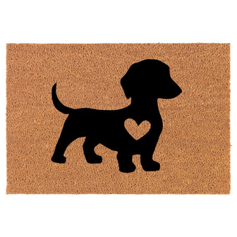 Cute Dachshund With Heart Coir Doormat Door Mat Housewarming Gift Newlywed Gift Wedding Gift New Home - Thegiftio