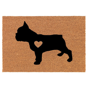Cute French Bulldog With Heart Coir Doormat Door Mat Housewarming Gift Newlywed Gift Wedding Gift New Home - Thegiftio
