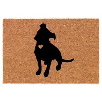 Cute Pitbull with Heart Coir Doormat Door Mat Entry Mat Housewarming Gift Newlywed Gift Wedding Gift New Home - Thegiftio