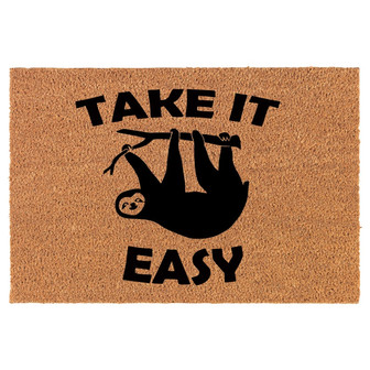 Take It Easy Sloth Funny Coir Doormat Door Mat Housewarming Gift Newlywed Gift Wedding Gift New Home - Thegiftio UK
