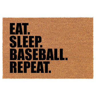 Eat Sleep Baseball Repeat Coir Doormat Door Mat Housewarming Gift Newlywed Gift Wedding Gift New Home - Thegiftio