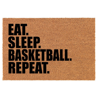 Eat Sleep Basketball Repeat Coir Doormat Door Mat Housewarming Gift Newlywed Gift Wedding Gift New Home - Thegiftio UK