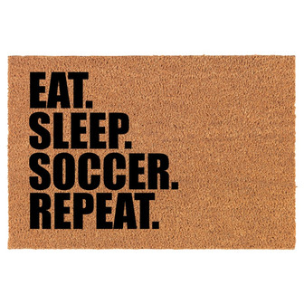 Eat Sleep Soccer Repeat Coir Doormat Door Mat Housewarming Gift Newlywed Gift Wedding Gift New Home - Thegiftio