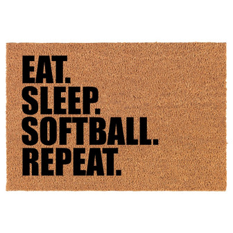 Eat Sleep Softball Repeat Coir Doormat Door Mat Housewarming Gift Newlywed Gift Wedding Gift New Home - Thegiftio UK