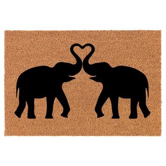 Elephants Making Heart Coir Doormat Door Mat Entry Mat Housewarming Gift Newlywed Gift Wedding Gift New Home - Thegiftio