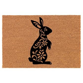 Fancy Bunny Rabbit Coir Doormat Door Mat Entry Mat Housewarming Gift Newlywed Gift Wedding Gift New Home - Thegiftio UK