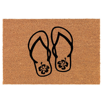 Flip Flops Hibiscus Flowers Coir Doormat Door Mat Entry Mat Housewarming Gift Newlywed Gift Wedding Gift New Home - Thegiftio UK