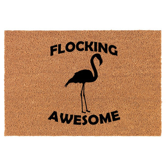 Flocking Awesome Flamingo Funny Coir Doormat Door Mat Housewarming Gift Newlywed Gift Wedding Gift New Home - Thegiftio