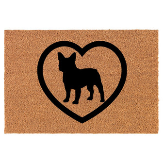 French Bulldog Heart Coir Doormat Door Mat Housewarming Gift Newlywed Gift Wedding Gift New Home - Thegiftio