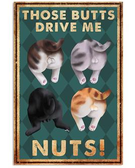 Funny Bathroom Vintage Metal Cat Tin Sign Wall Decor Those Butts Drive Nuts Home Office Farmhouse Coffee Bar Wall Decor Sign Gifts  - Thegiftio UK