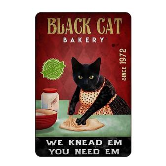 Funny Black Cat Bakery Vintage Metal Tin Sign We Knead Em You Need Em Wall Decor Poster Home Bedroom Kitchen Bar Home Cafe  - Thegiftio UK