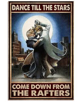 Funny Metal Cat Couple Sign Dance Till The Stars Come Down from The Rafters Vintage Wall Art Sign for Home Decor  - Thegiftio UK