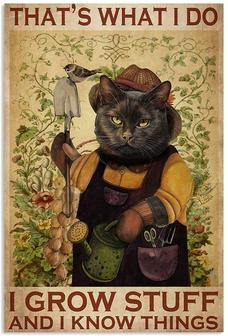Garden Metal Tin Sign Wall Decor That's What I Do I Grow Stuff and I Know Things Black Cat Props for Home Decorative Signs Plaques  - Thegiftio