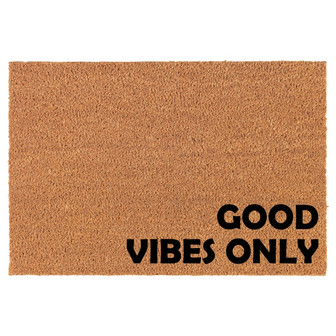 Good Vibes Only CORNER Funny Coir Doormat Door Mat Housewarming Gift Newlywed Gift Wedding Gift New Home - Thegiftio UK
