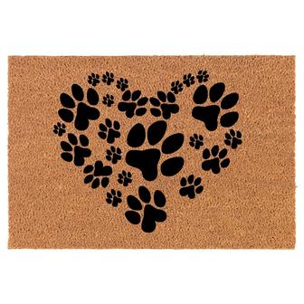 Heart Paw Prints Dog Cat Coir Doormat Door Mat Entry Mat Housewarming Gift Newlywed Gift Wedding Gift New Home - Thegiftio