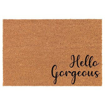 Hello Gorgeous CORNER Coir Doormat Door Mat Housewarming Gift Newlywed Gift Wedding Gift New Home - Thegiftio