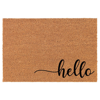 Hello Script Corner Coir Doormat Door Mat Housewarming Gift Newlywed Gift Wedding Gift New Home - Thegiftio