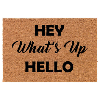 Hey What's Up Hello Funny Coir Doormat Door Mat Entry Mat Housewarming Gift Newlywed Gift Wedding Gift New Home - Thegiftio
