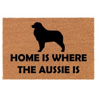 Home Is Where The Aussie Is Australian Shepherd Dog Coir Doormat Door Mat Entry Mat Housewarming Gift Newlywed Gift Wedding Gift New Home - Thegiftio UK