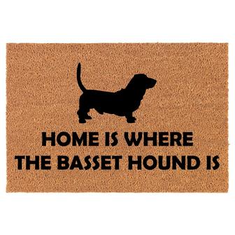 Home Is Where The Basset Hound Is Dog Coir Doormat Door Mat Entry Mat Housewarming Gift Newlywed Gift Wedding Gift New Home - Thegiftio UK