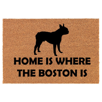 Home Is Where The Boston Is Boston Terrier Coir Doormat Door Mat Housewarming Gift Newlywed Gift Wedding Gift New Home - Thegiftio UK