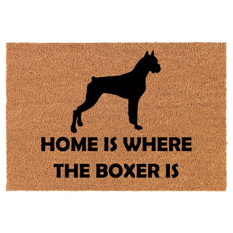 Home Is Where The Boxer Is Dog Coir Doormat Door Mat Housewarming Gift Newlywed Gift Wedding Gift New Home - Thegiftio UK
