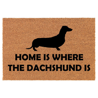 Home Is Where The Dachshund Is Coir Doormat Door Mat Housewarming Gift Newlywed Gift Wedding Gift New Home - Thegiftio