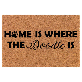 Home Is Where The Doodle Is Dog Coir Doormat Door Mat Entry Mat Housewarming Gift Newlywed Gift Wedding Gift New Home - Thegiftio