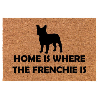 Home Is Where The Frenchie Is French Bulldog Coir Doormat Door Mat Housewarming Gift Newlywed Gift Wedding Gift New Home - Thegiftio UK