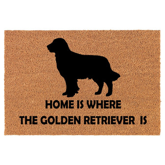 Home Is Where The Golden Retriever Is Coir Doormat Door Mat Housewarming Gift Newlywed Gift Wedding Gift New Home - Thegiftio UK