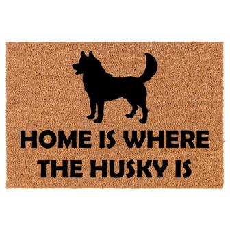 Home Is Where The Husky Is Dog Coir Doormat Door Mat Entry Mat Housewarming Gift Newlywed Gift Wedding Gift New Home - Thegiftio UK