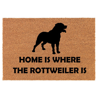 Home Is Where The Rottweiler Is Coir Doormat Door Mat Housewarming Gift Newlywed Gift Wedding Gift New Home - Thegiftio UK