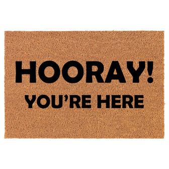 Hooray You're Here Funny Coir Doormat Door Mat Housewarming Gift Newlywed Gift Wedding Gift New Home - Thegiftio UK