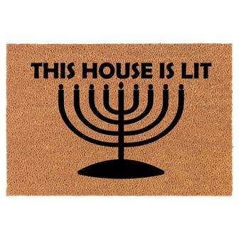 This House Is Lit Hanukkah Funny Coir Doormat Door Mat Housewarming Gift Newlywed Gift Wedding Gift New Home - Thegiftio UK