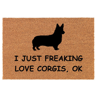 I Just Freaking Love Corgis Funny Coir Doormat Door Mat Housewarming Gift Newlywed Gift Wedding Gift New Home - Thegiftio