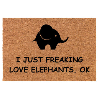 I Just Freaking Love Elephants Funny Coir Doormat Door Mat Housewarming Gift Newlywed Gift Wedding Gift New Home - Thegiftio