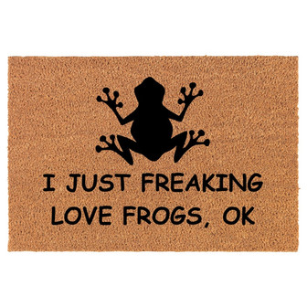 I Just Freaking Love Frogs Funny Coir Doormat Door Mat Housewarming Gift Newlywed Gift Wedding Gift New Home - Thegiftio