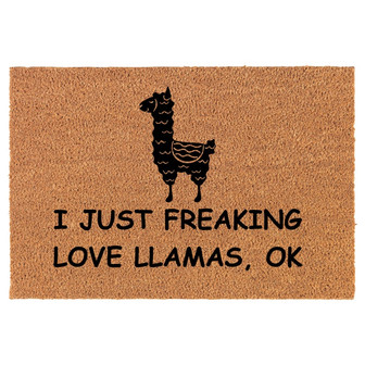 I Just Freaking Love Llamas Funny Coir Doormat Door Mat Housewarming Gift Newlywed Gift Wedding Gift New Home - Thegiftio