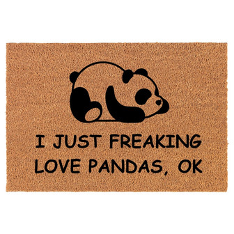 I Just Freaking Love Pandas Funny Coir Doormat Door Mat Housewarming Gift Newlywed Gift Wedding Gift New Home - Thegiftio