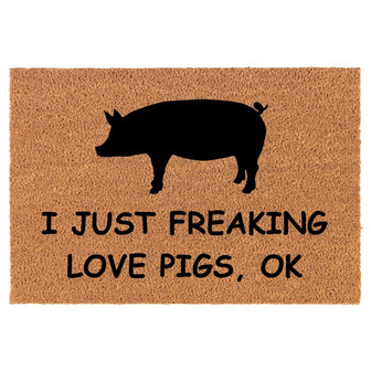 I Just Freaking Love Pigs Funny Coir Doormat Door Mat Housewarming Gift Newlywed Gift Wedding Gift New Home - Thegiftio