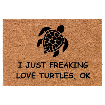 I Just Freaking Love Turtles Funny Coir Doormat Door Mat Housewarming Gift Newlywed Gift Wedding Gift New Home - Thegiftio