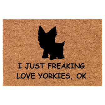 I Just Freaking Love Yorkies Funny Coir Doormat Door Mat Housewarming Gift Newlywed Gift Wedding Gift New Home - Thegiftio