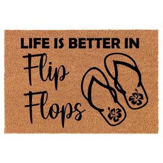 Life Is Better In Flip Flops Coir Doormat Door Mat Entry Mat Housewarming Gift Newlywed Gift Wedding Gift New Home - Thegiftio UK